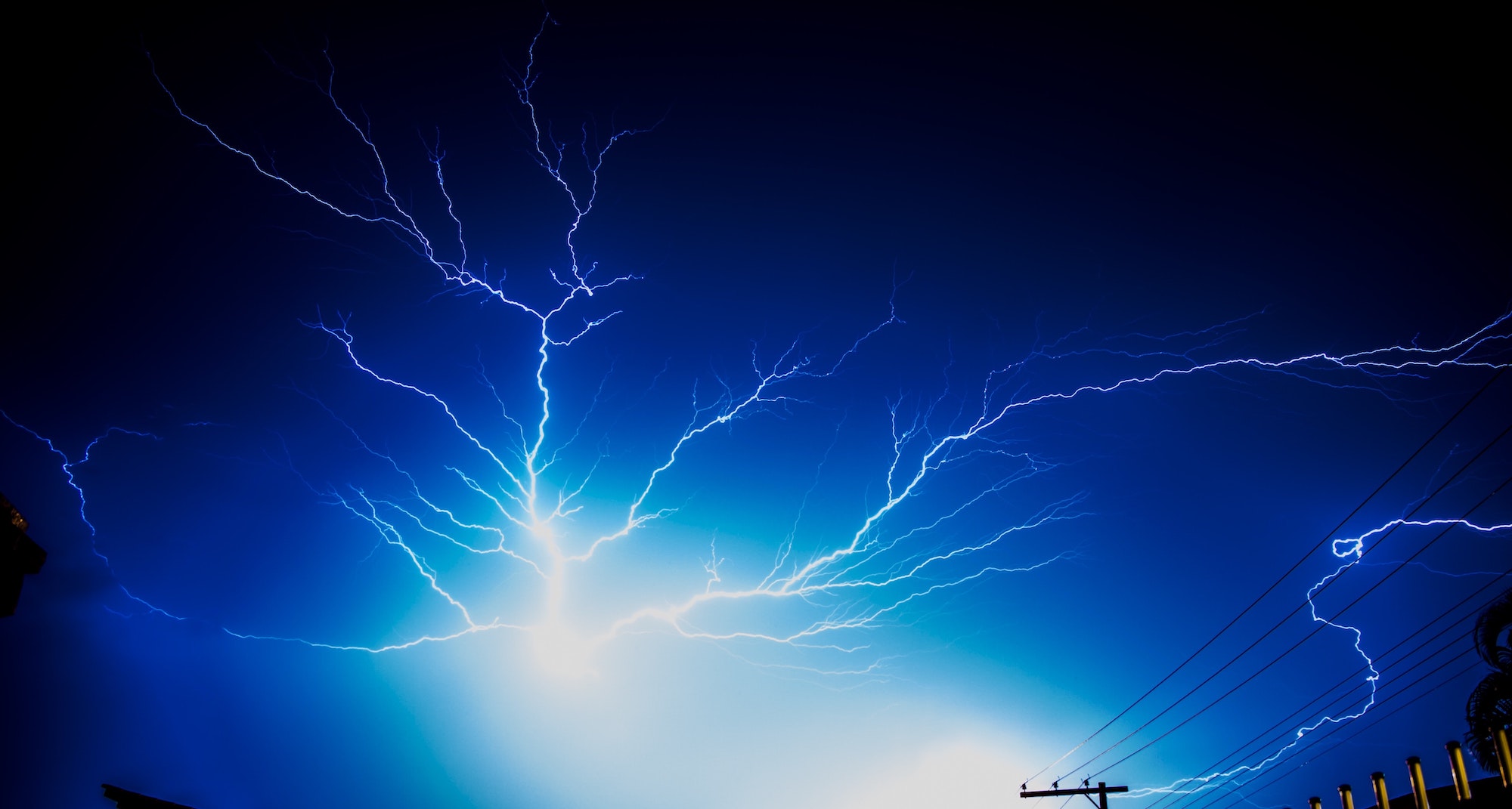 Lightning streaking acorss the sky